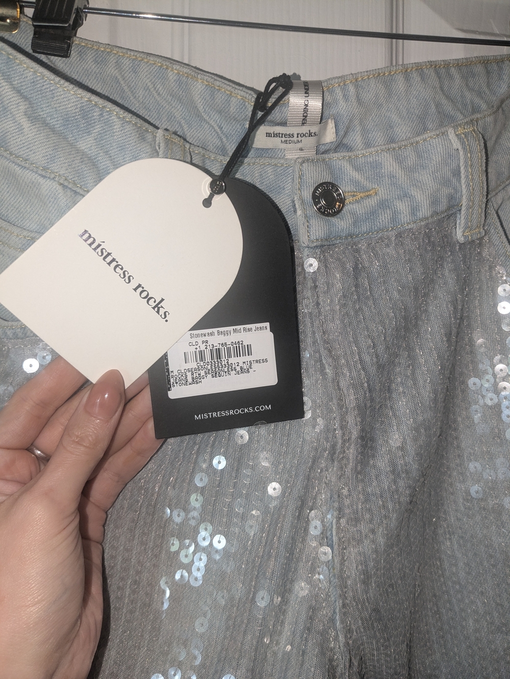 Sequin Light Blue Boyfriend Jeans - Picture 8 of 9